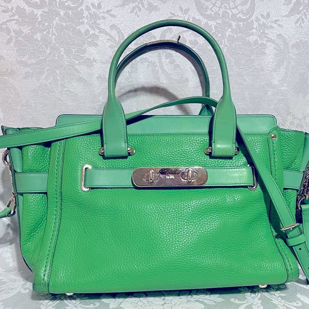 Kelly green Coach tote purse